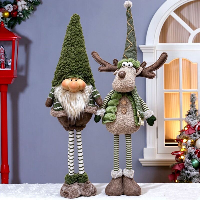 Christmas Decorations Green Retractable Reindeer Doll Ornaments Christmas Standing Reindeer Fabric Doll Holiday Gift Christmas Decorations Green Retractable Reindeer Doll Ornaments Christmas Standing Reindeer Fabric Doll Holiday Gift