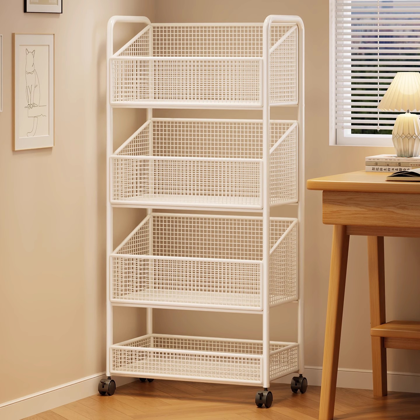 Bookshelf Integrated Wall-Mounted Removable Storage Rack Student Desk Book Storage Shelf Floor-Standing Simple Small Bookcase