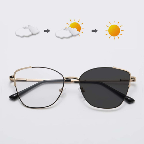 New Arrival European & American Cross-Border Fashion Anti-Blue Light Glasses with Metal Spring Hinges, Plain-Lens Retro Cat-Eye Frames for Women
