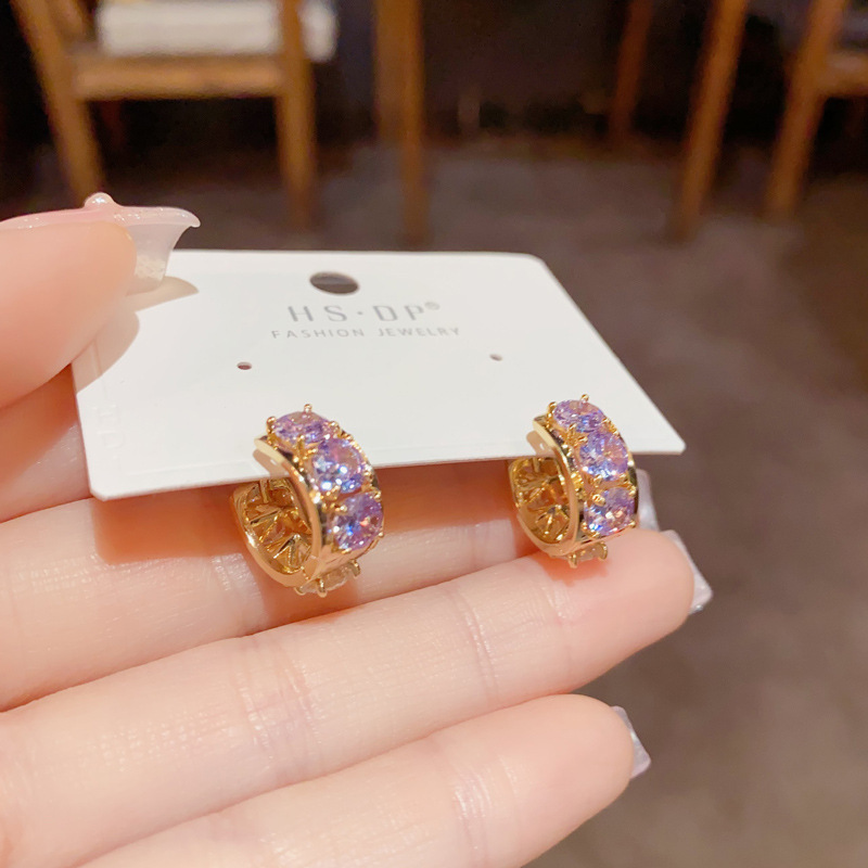 Double-sided elegant design universal earrings with zircon