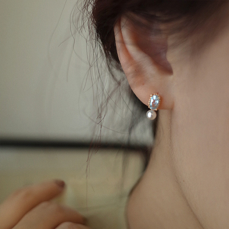 Plating Design 1 Pair 925 Sterling Silver Zircon 925 Sterling Silver Earrings Geometric Ear Studs