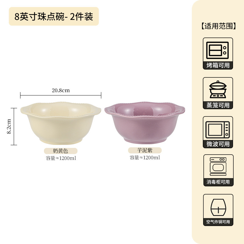 フランスのシンプルな釉薬の下の彩の茶碗の高級感の家庭用卸売りの紫色の陶磁器の食器のご飯の碗の皿のスープの碗の麺の碗|undefined