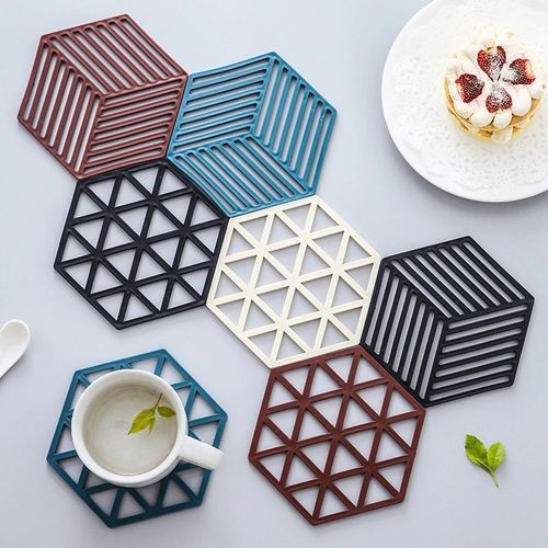 Hexagonal Nordic dining table insulation mat, anti-scalding bowl mat, personalized silicone pot mat, coaster, kitchen heat-resistant plate mat, home use