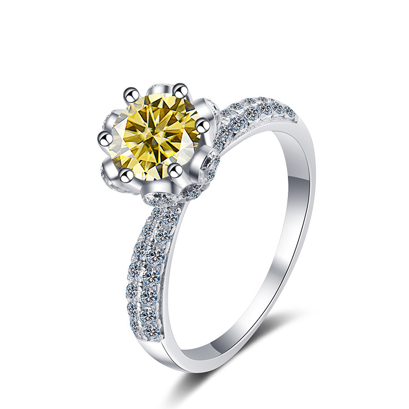Transfronterizo para 2022 nuevo anillo de plata esterlina s925 de 1 quilate para mujeres, anillo de piedra de moissanita, ventas calientes