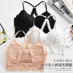 跨境性感蕾丝美背吊带交叉肩带裹抹胸无钢圈聚拢文胸运动瑜伽内衣-阿里巴巴