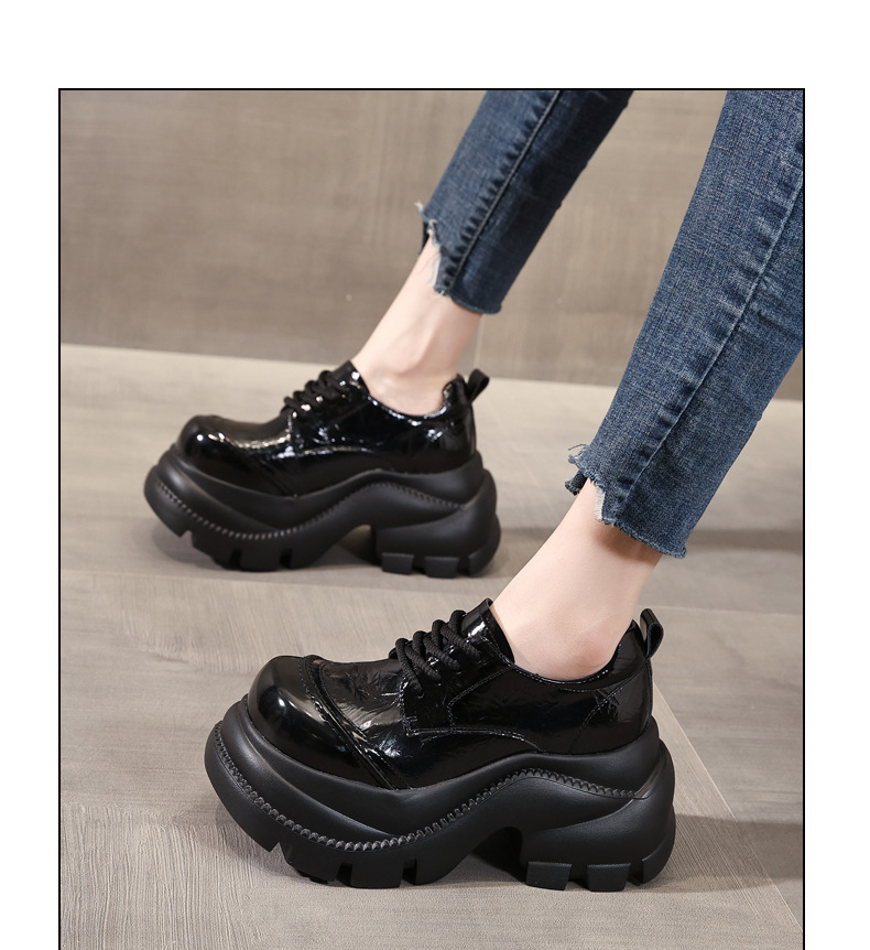 Giày sneaker nữ đế dày tăng chiều cao phong cách Anh Quốc mũi to — màu đen chi tiết 8