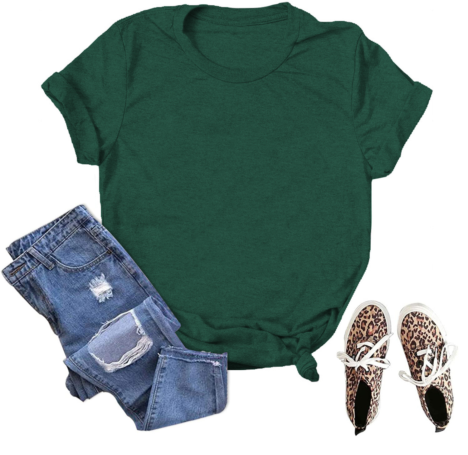 En stock Comercio exterior al por mayor transfronterizo de color sólido en blanco suelta más tamaño manga corta Camiseta hombres y mujeres mismo deseo de Amazon image 19