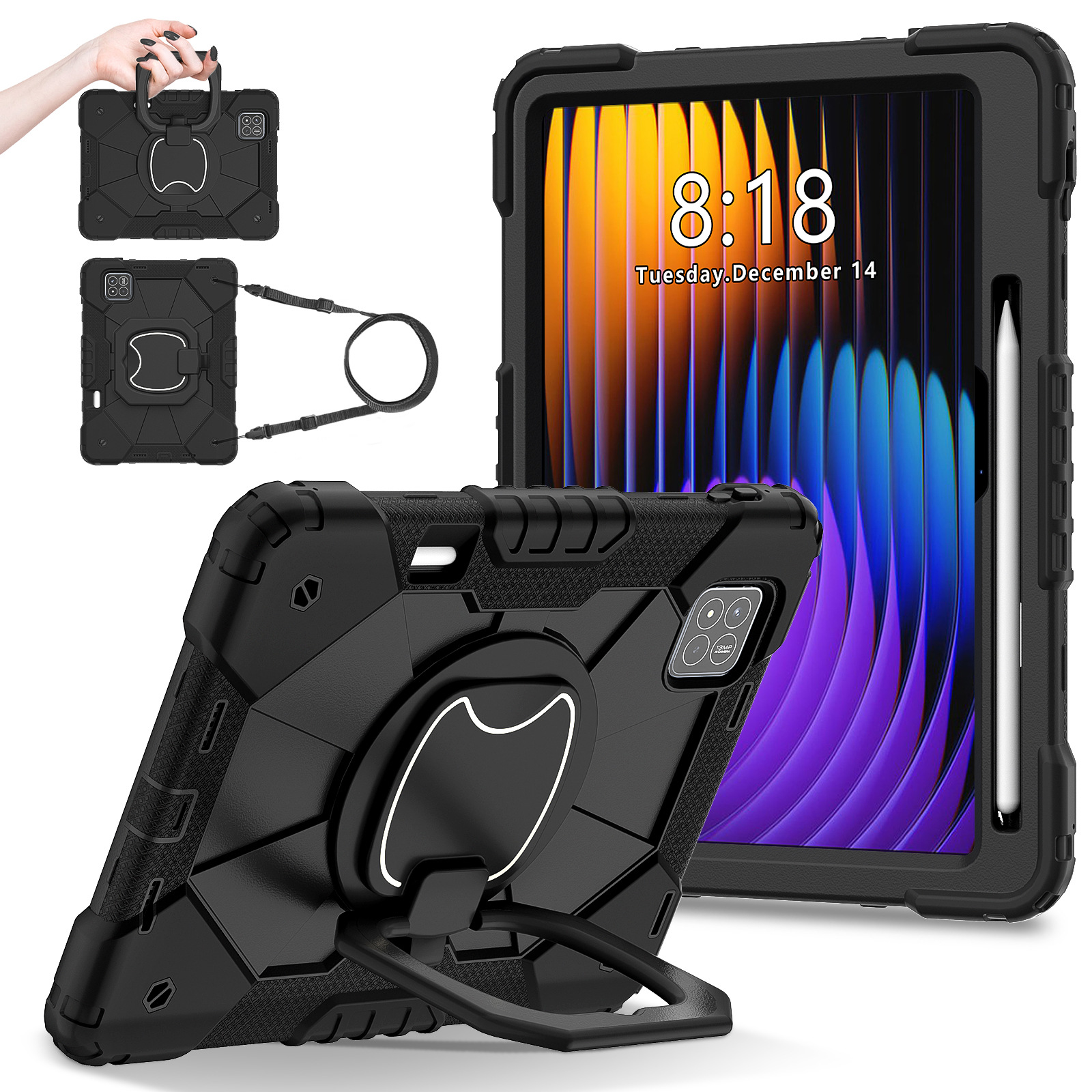 Funda para Tableta con Ranura para Lápiz para Xiaomi Pad 7 / Pad 7 Pro, A prueba de golpes, Con soporte, Anti-caída