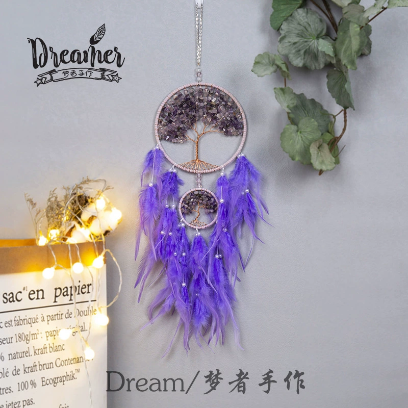 Подвесные украшения из медной проволоки в скандинавском стиле Древо жизни в доме Свадебные подвесные украшения из перьев Креативные настенные украшения