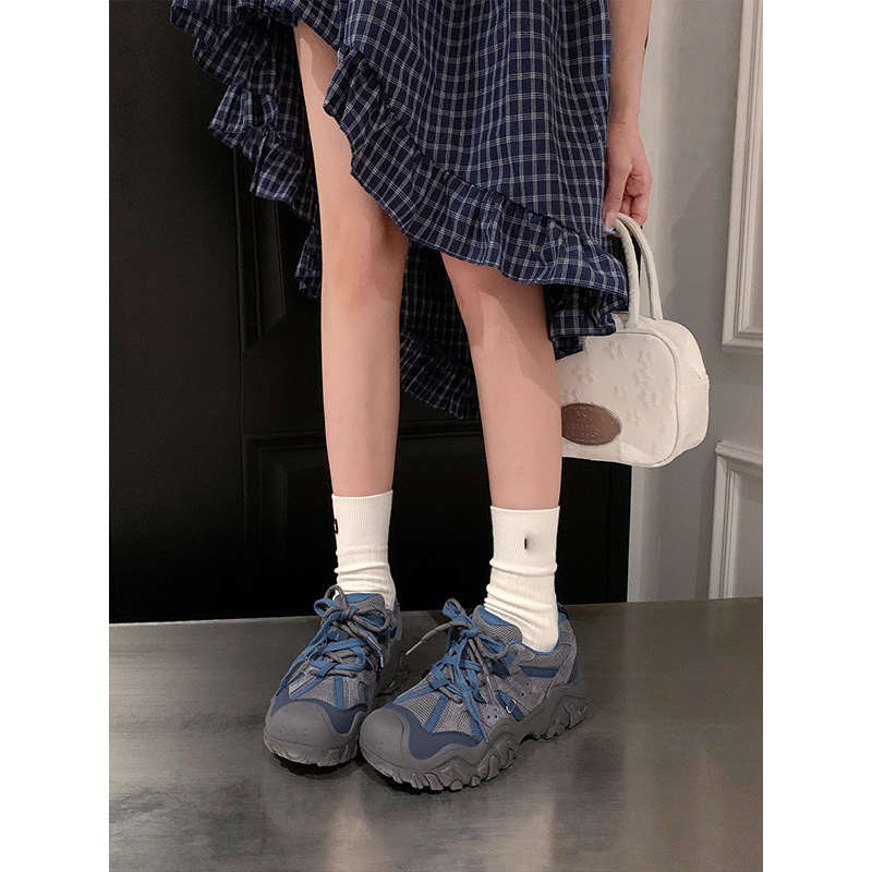 丑萌复古撞色拼接老爹鞋女2025年新款厚底户外徒步网面休闲运动鞋|undefined