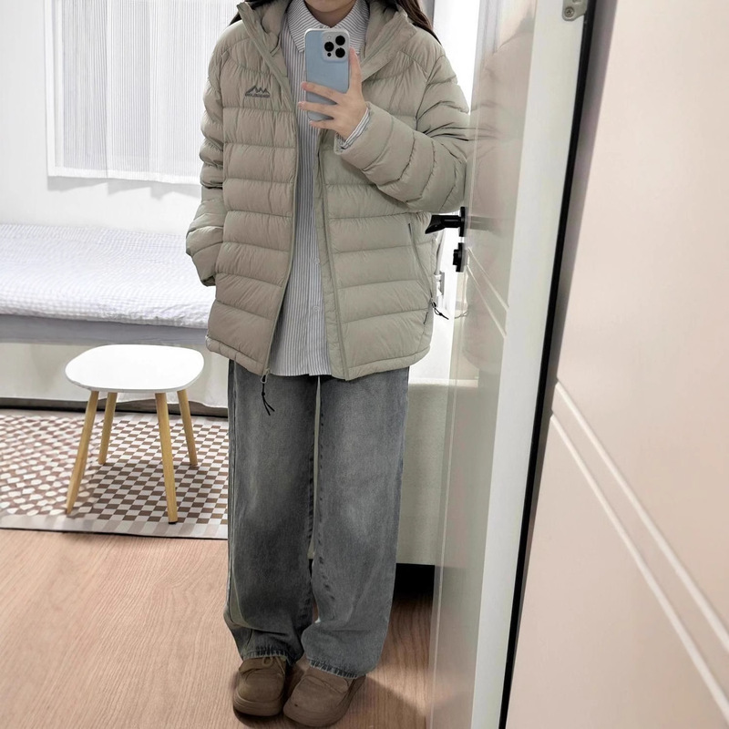 排骨轻薄棉服女短款2025年新款休闲运动简约连帽纯色冬季棉袄外套|undefined