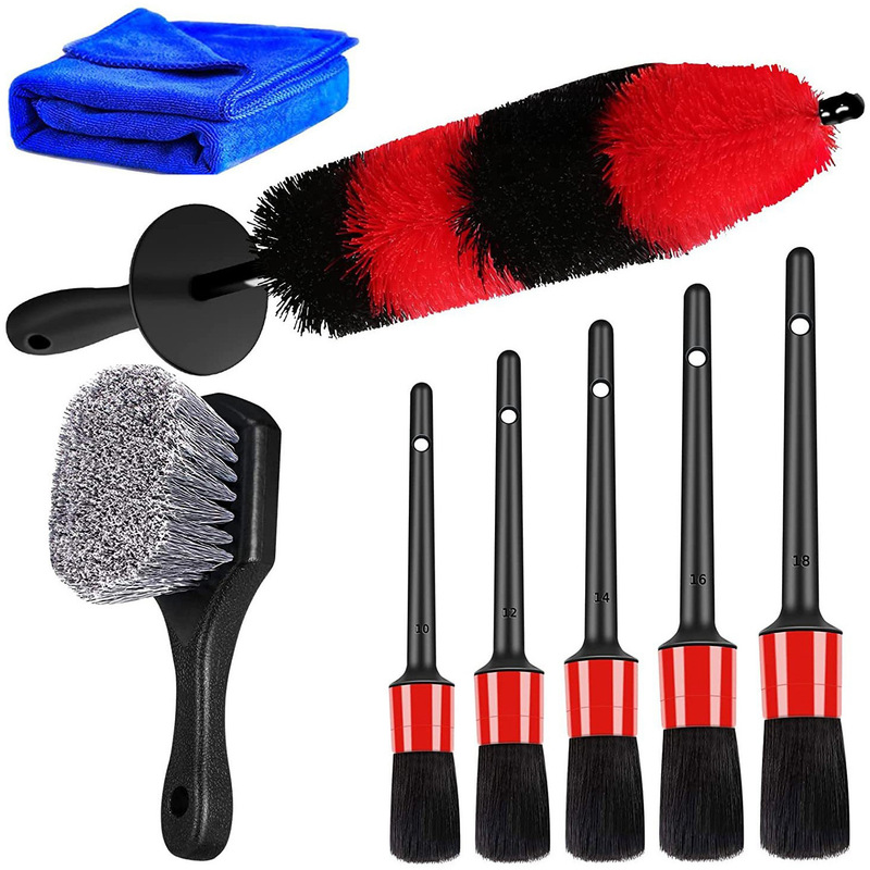 Amazon's Cross-Border Best-Selling Car Cleaning Brush Set, Red 8-Piece Set, Drillbrush Tire and Interior Detailing Brush Amazon's Cross-Border Best-Selling Car Cleaning Brush Set, Red 8-Piece Set, Drillbrush Tire and Interior Detailing Brush