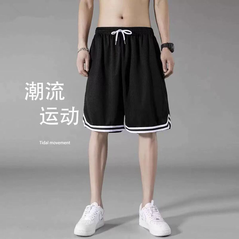 Wholesale In-Stock Ice Silk Men's Summer Thin Quick-Dry Loose Basketball Sports Pants American Style Cheap Casual Shorts