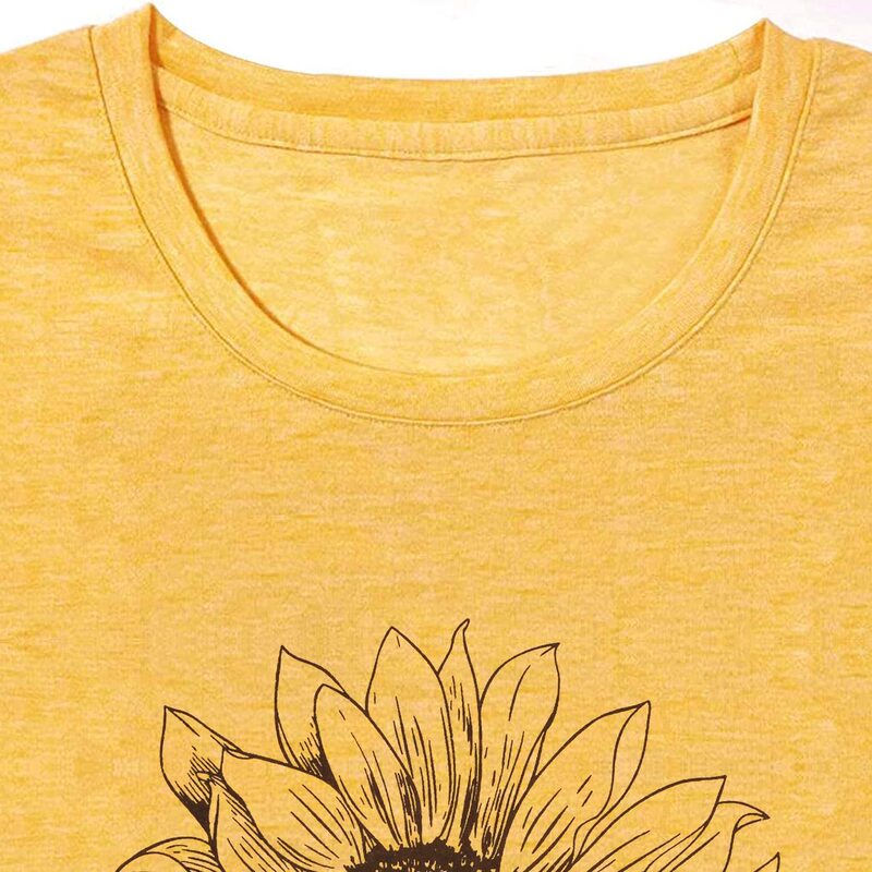 Spot Amazon Wal-Mart foreign trade new sunflower pattern beautiful casual fashion personality short sleeve T-shirt