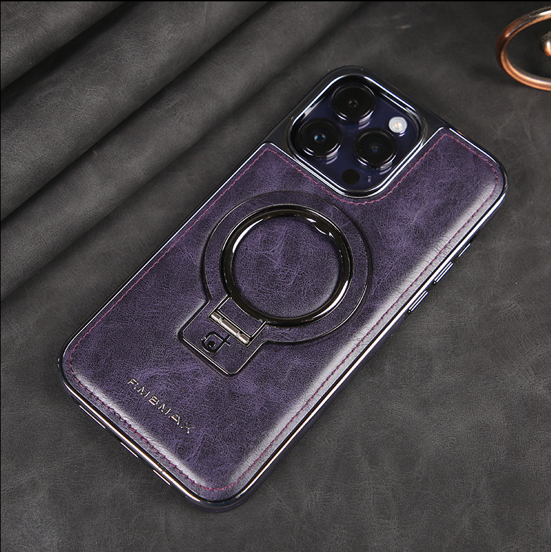 Ốp lưng da chống sốc viền dày cho iPhone 11/12/13/14 Pro Max — [Giá đỡ vợt màu nâu nhạt] lỗ từ tính, [Giá đỡ vợt màu đen] lỗ từ tính, [Giá đỡ vợt màu tím đậm] lỗ từ tính, [Giá đỡ vợt màu xanh lam] lỗ từ tính chi tiết 21