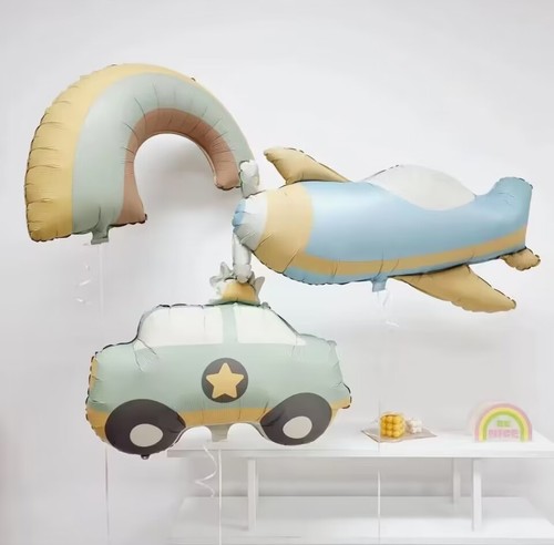 Cute matte matte car airplane rainbow aluminum film balloon children's first birthday decoration party decoration