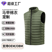 跨境欧码立领轻薄棉服马甲男女同款春秋季宽松立领排骨服棉衣背心