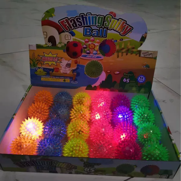 6.5cm Glitter Pinch and Bark with Luminous Long Burr Hedgehog Elastic Massage Ball Street Stall