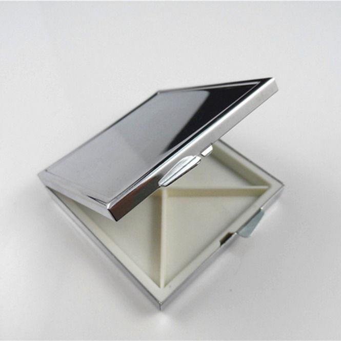 New four -grid fixed plaid pill box portable simple metal pill box…