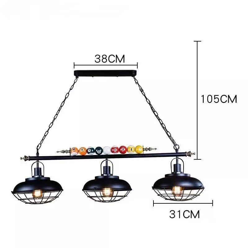 Lámpara retro americana creativa de billar candelabros de hierro forjado sala de estar comedor bar billar sala de vestir estilo industrial