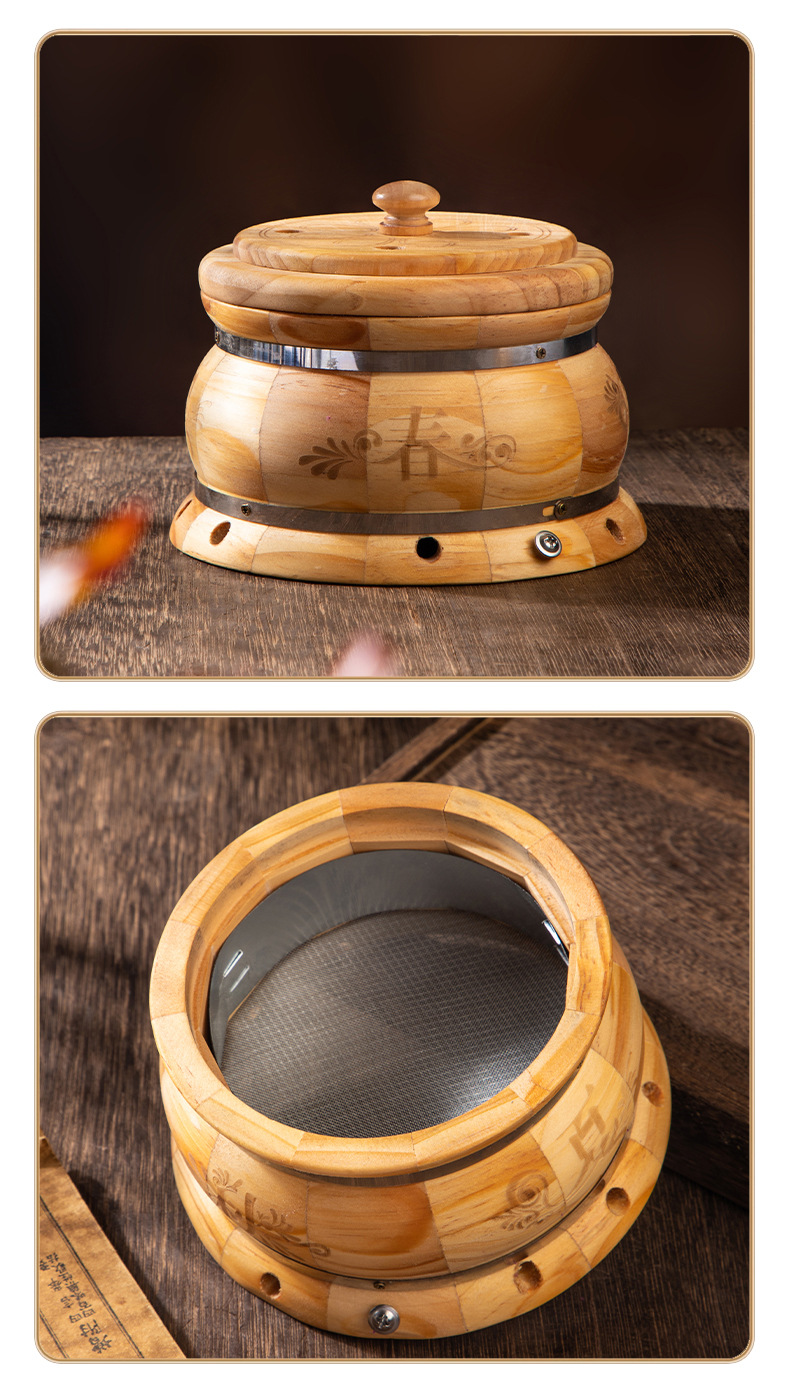 Wooden Moxibustion Box Kit for Home Belly and Abdomen Warming with 54 Moxa Cones and Massage Oil in use