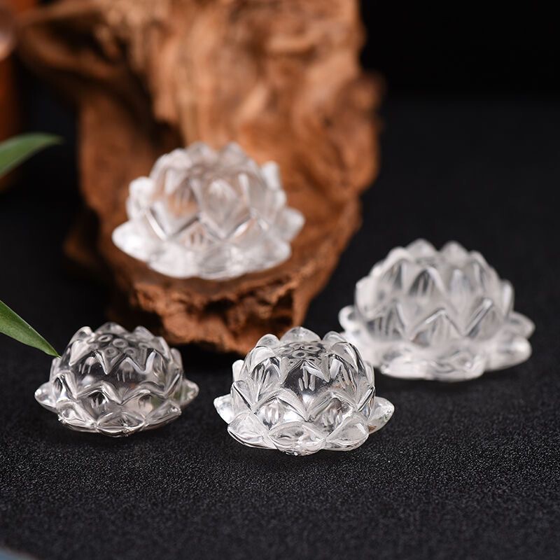 绿澜晶 天然白水晶莲花雕刻吊坠白水晶小件挂件DIY配件批发|undefined
