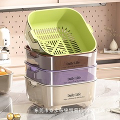 双层洗菜盆沥水篮家用客厅塑料水果盘加厚厨房滤水菜篓淘米洗菜篮