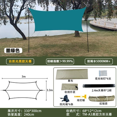 Sun Protection Custom Rainproof Sunshade Avtomobil yan çətirləri - 330300cm-butterfly-hexagonal-dark-green-1