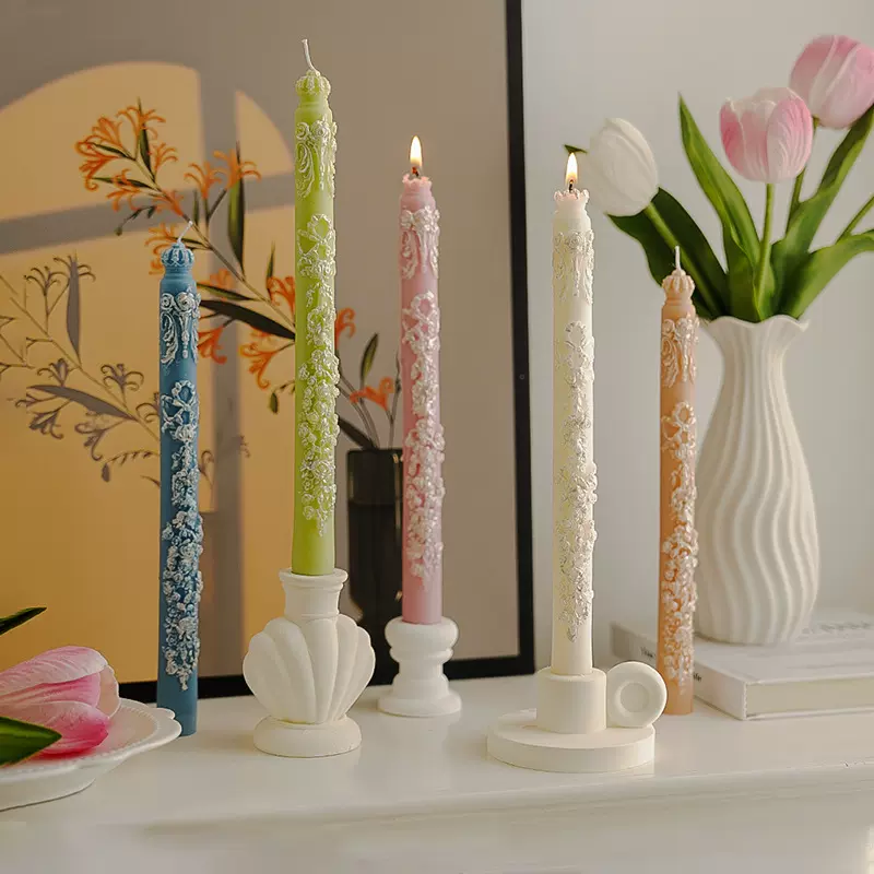 浮雕蠟燭香氛伴手礼candle情人节礼物手工装饰摆件长杆香薰蜡烛