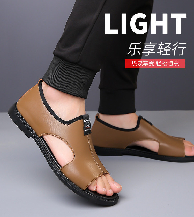 Dép sandal nam quai ngang hở ngón thoáng khí kiểu La Mã đi biển — Màu nâu, Màu đen chi tiết 8