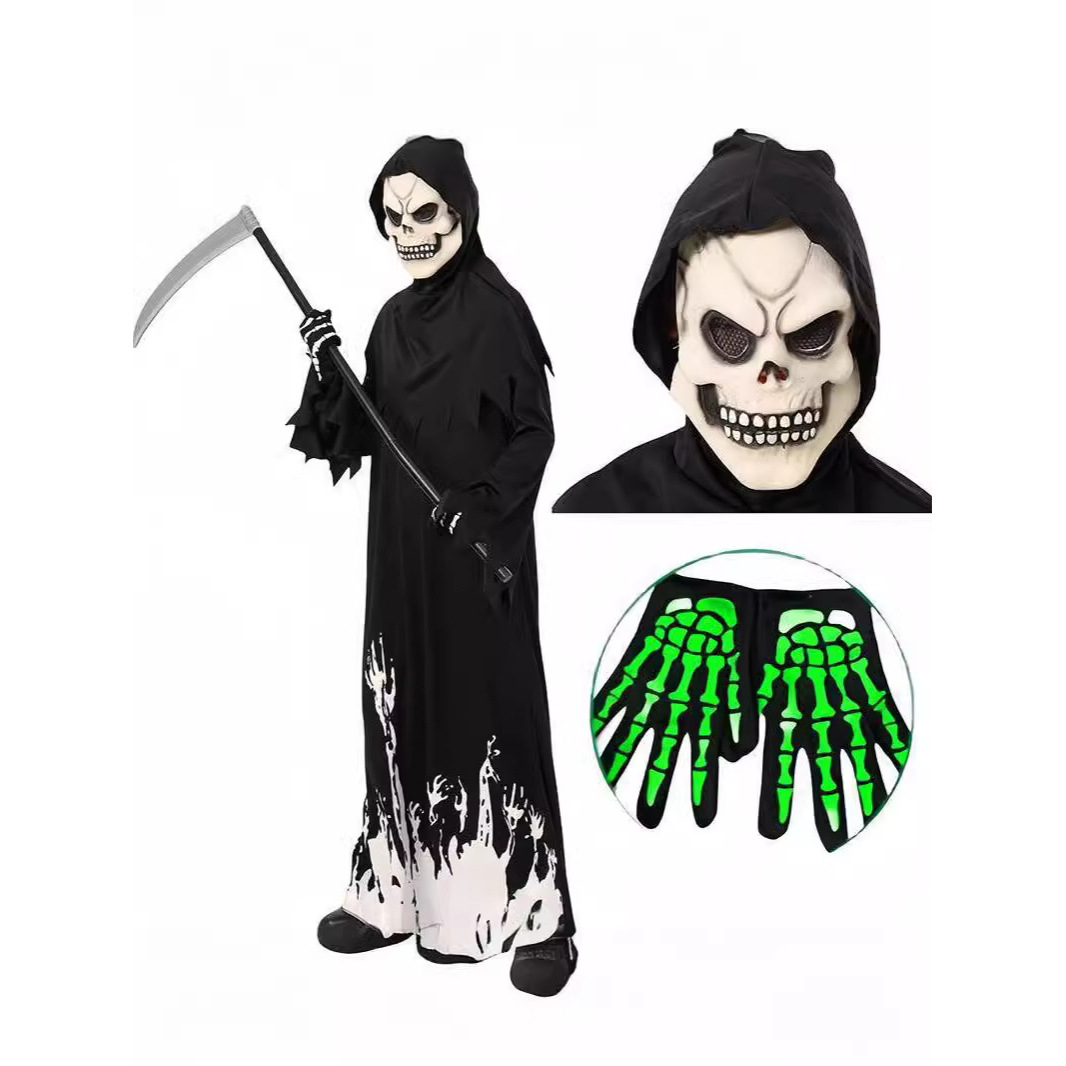 Cosplay de Halloween Monstruo de la hoz Mensajero oscuro Disfraz de fantasma Niños cos Muerte Luminoso Disfraz de vestir