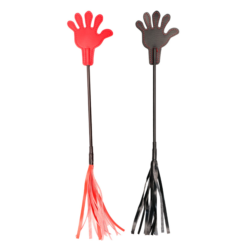 Leather Tassel Hand-Held Whip, Black Leather Paddle for Adult Sensory Play — detail image 8