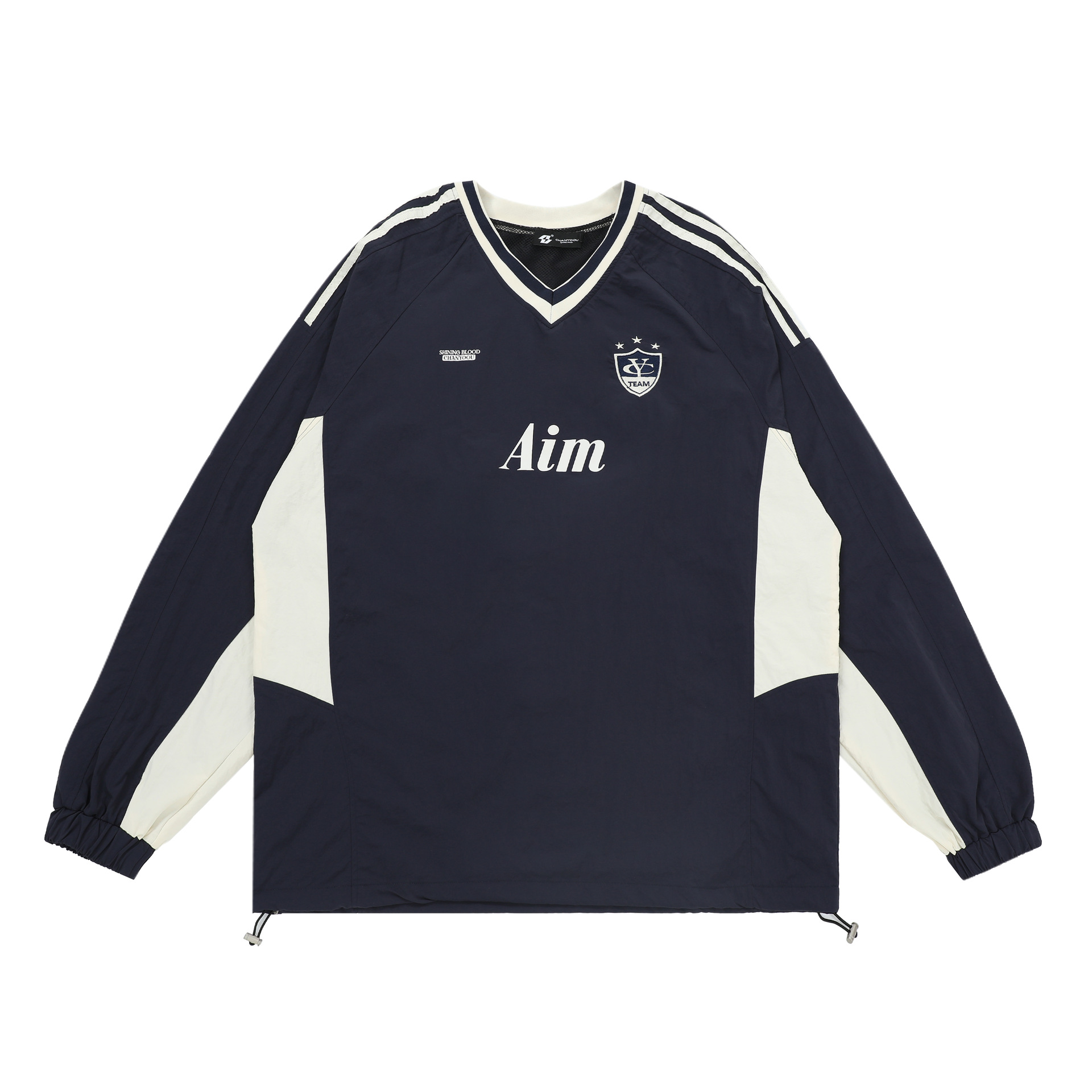 QIANYAO MEN'S | ヨーロッパとアメリカのレトロなコントラストカラーの速乾性長袖Tシャツ、ゆったりとしたレイジースタイルの秋のトレンドジャージスポーツトップ