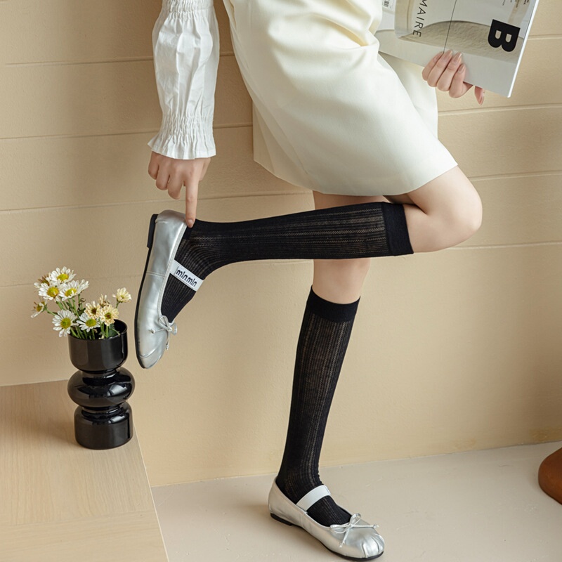 Suxinaimin日本系甘美ふくらはぎ靴下女春夏タイプinsスタッキングソックス黒iu風jk中筒靴下|undefined