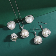 欧美澳洲珍珠项链女新款珍珠锁骨链淡水珍珠耳钉耳环白贝珍珠戒指