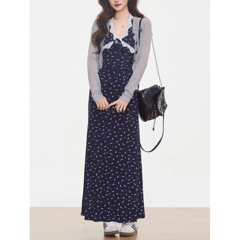 4.3新品WESTAYON防晒开衫+蕾丝拼接针织连衣裙女小个子新款