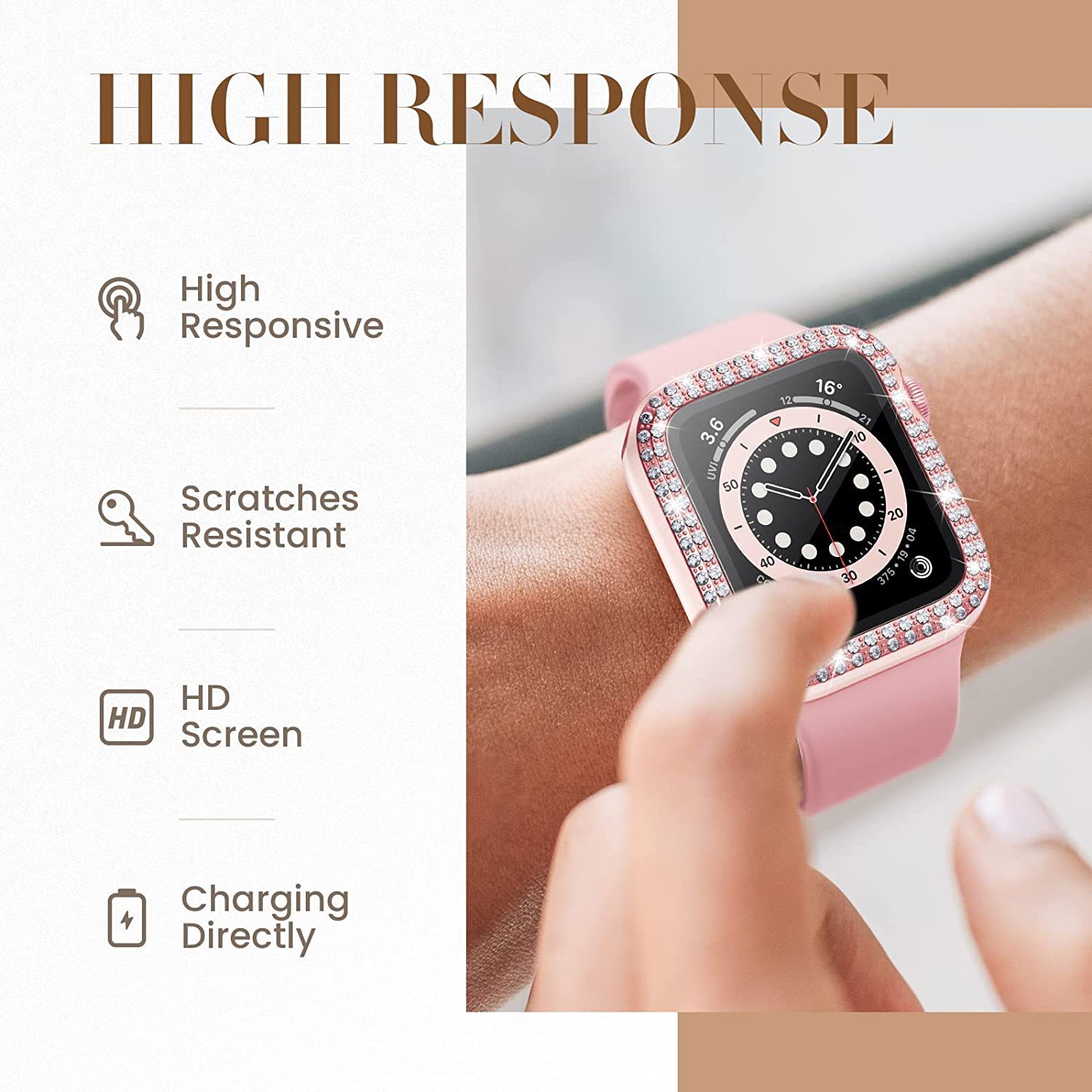 適用於蘋果iwatch 7雙色保護殼41mm 45mm炫雕雙排鑽蘋果表殼一體