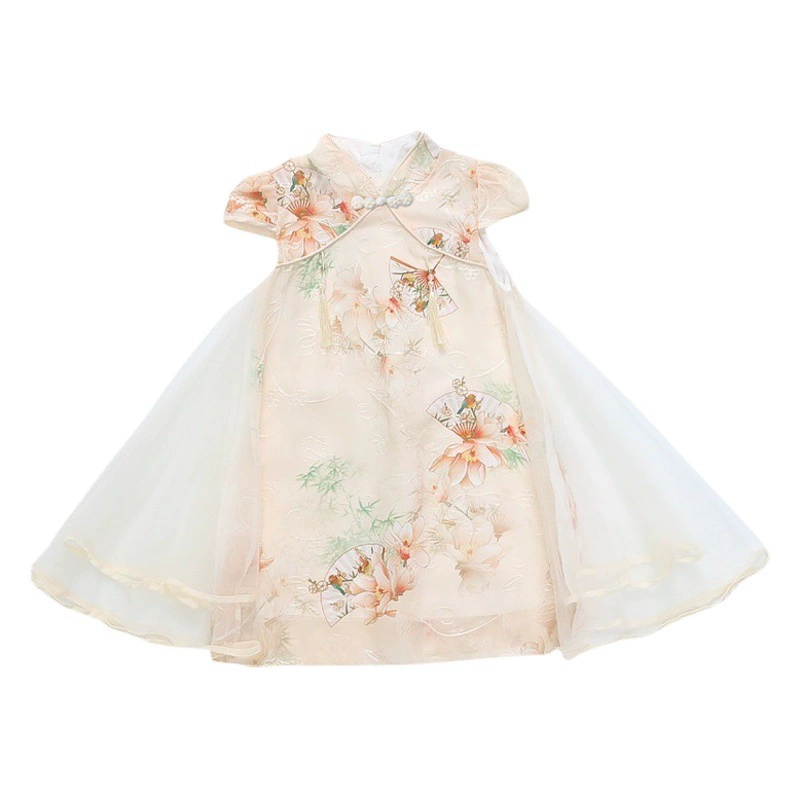 Cool Beilong Cool Beilong 2025 новый стиль девушки платье в китайском стиле марлевое платье ханфу cheongsam двойной пряжи с кисточкой подвеска