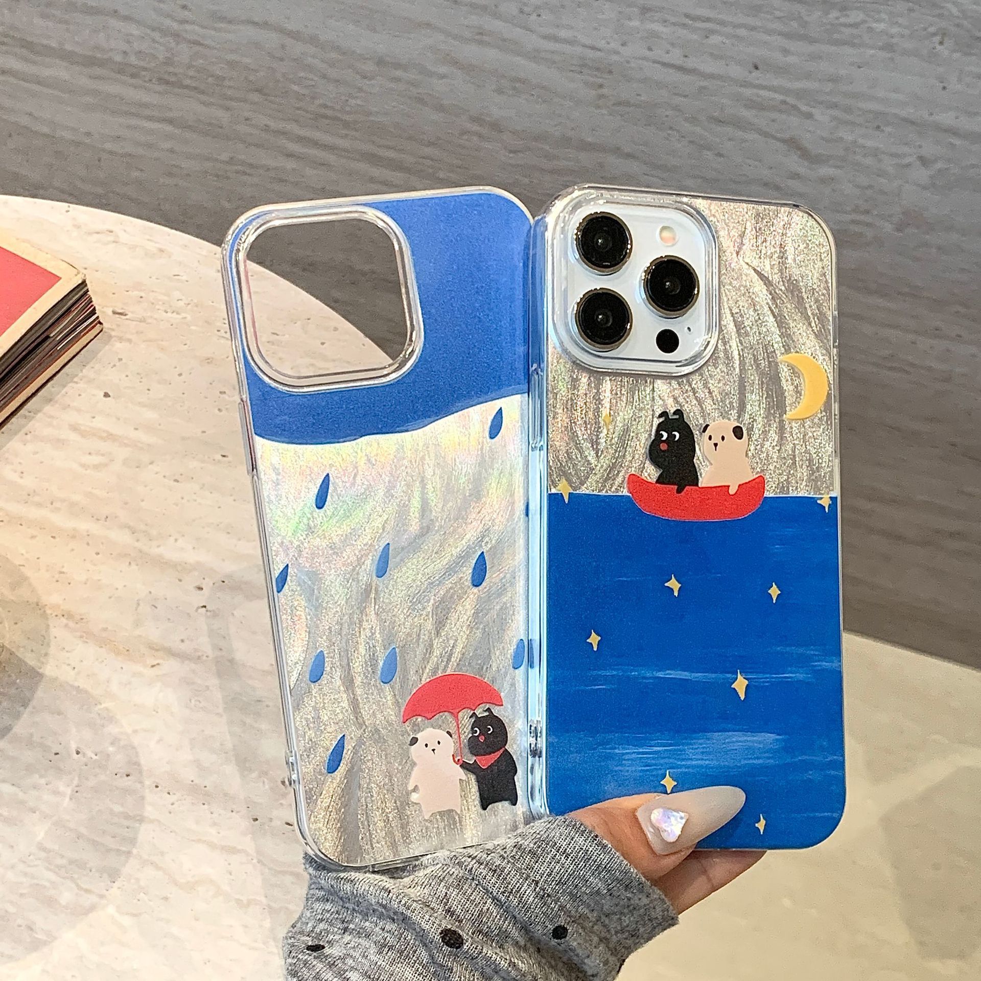 ins创意海洋苹果15手机壳iphone14promax羽纱壳13/12/11全包防摔X