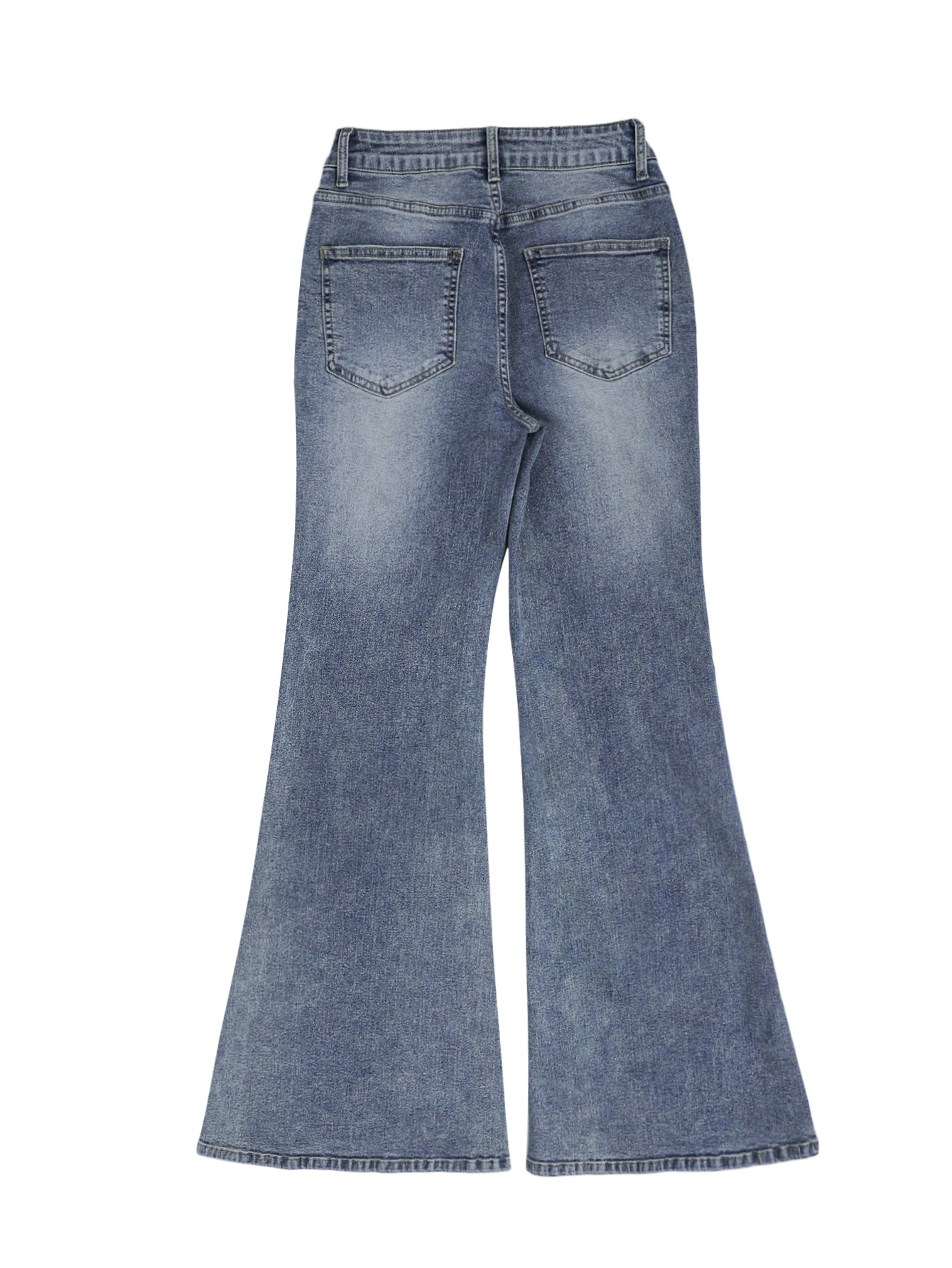 Women's Clothing High Waisted Flared Jeans, Street Style, Stretchy Slim Fit, With Pockets, Slightly Flared._ecoleips.com