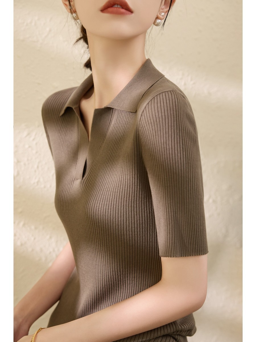 浅棕色~双曲升级面料抗起球 短袖