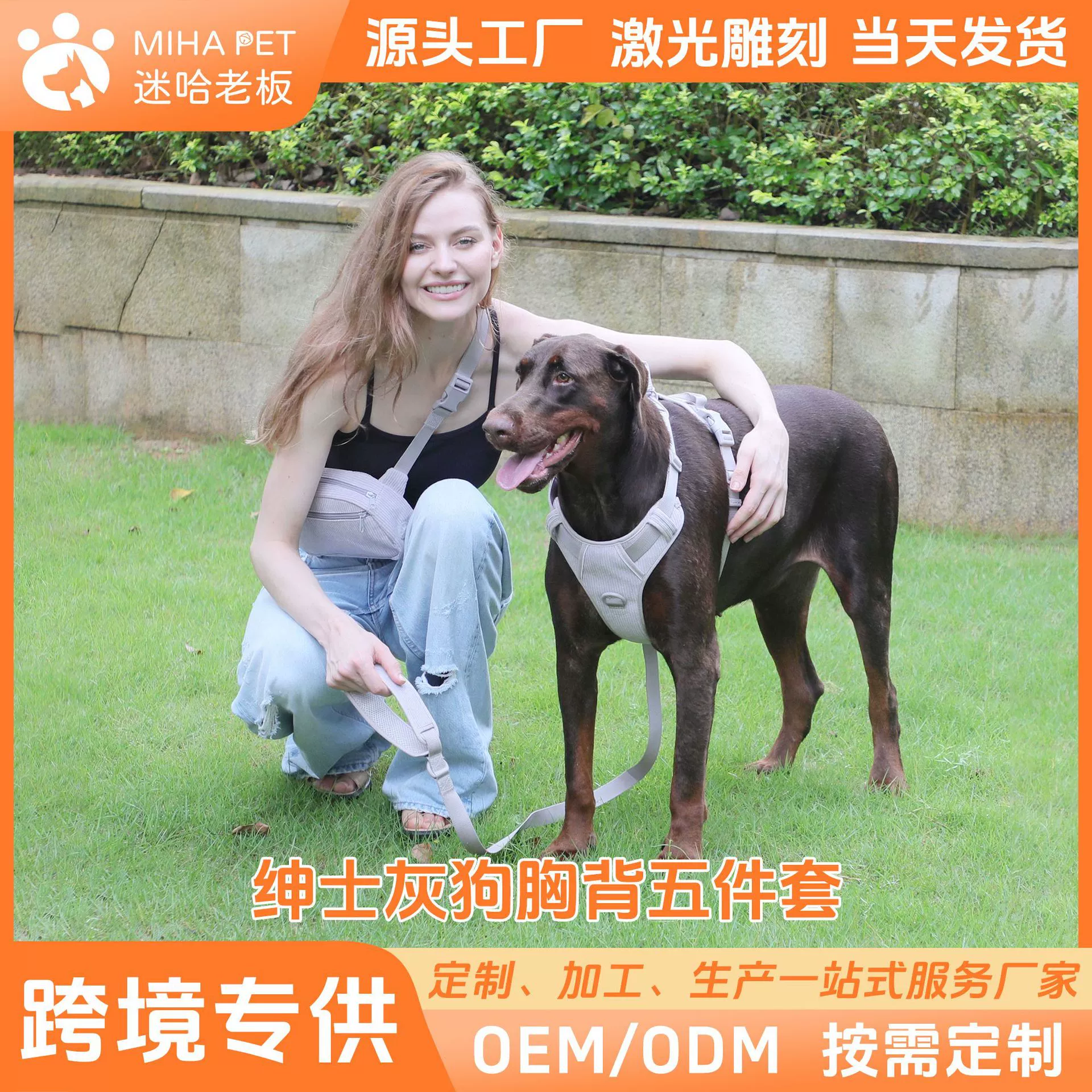 Трансграничные горячие продажи джентльмен серый вельвет ошейник для домашних животных нагрудный ремень Костюм цельная доставка может быть выгравирована оптовая продажа с фабрики