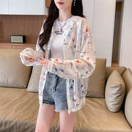 跨境新款冰丝纳米丝防晒衣夏季纳米丝宽松透气薄开衫连帽外套女