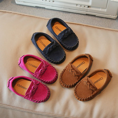 Autumn New Casual Children's Pea Pod Shoes Korean Style One-Piece Cowhide Sole Baby Shoes for Boys and Girls Children's Shoes