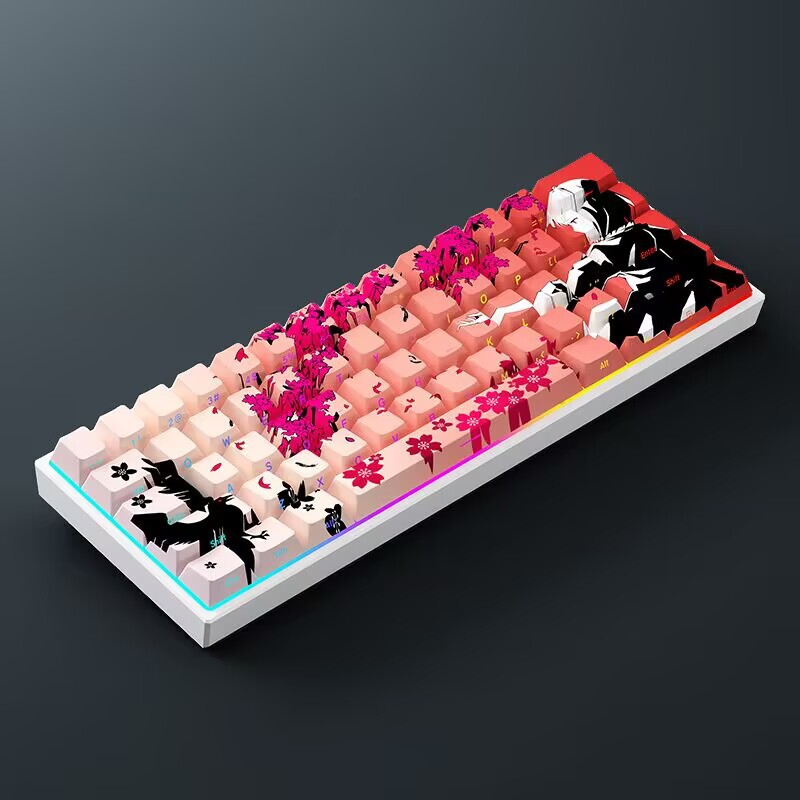 Original High-Transparency Side-Engraved Dye-Sublimation Keycaps Compatible with Wooting 60He Keyboard 61-Key Mechanical