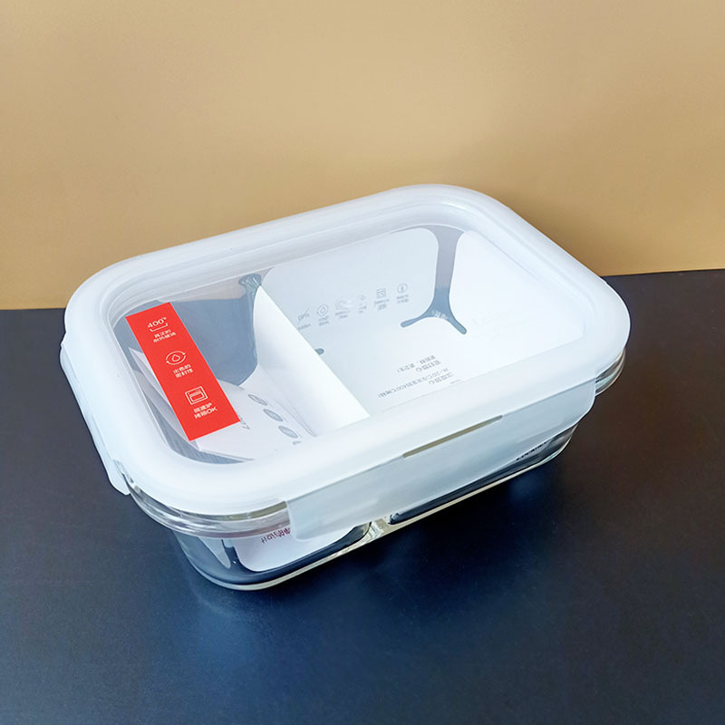 Lock Glass Crisper 600ml Two-Compartment Microwave Heated Lunch Box Lunch Box Llg428C