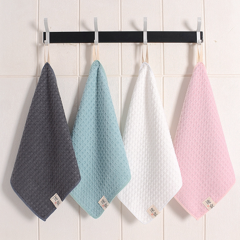 Waffle Embroidered Square Towel Microfiber Square Towel Quick-Drying Water-Absorbent Gift Medium Towel Household Kidsren's Hand Towel