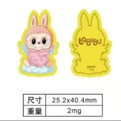 足金999拉布布labubu手机贴2mg卡通可爱新年招财彩色金片足金批发