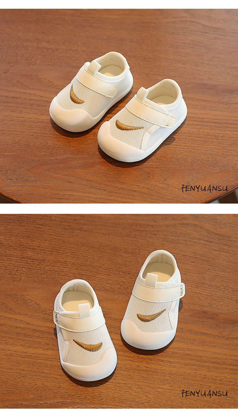 Babyschuhe, Kleinkindschuhe, Frühlingsnetzschuhe, weiße Jungenschuhe gegen Stürze, weiche Frühlings- und Herbstsohlen, 2 Einzelschuhe für weibliche Säuglinge, 1 Jahr alt_voghion.com