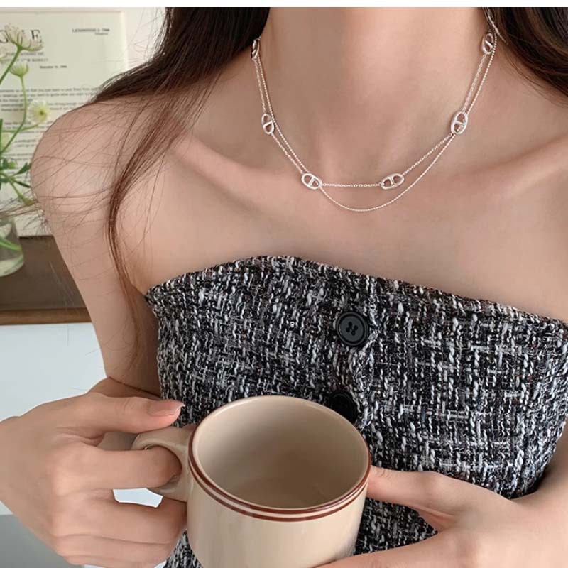 Women's Gender Plating Design Copper Plating Pig Nose Necklace